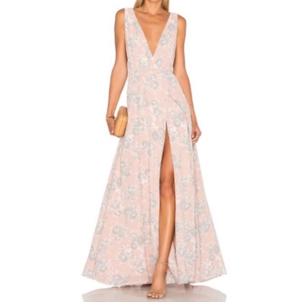 NWT Lovers and Friends Leah Maxi Gown in Floral/Blush/Pink/Rose/White